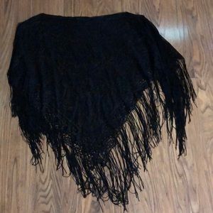 Cejon Accessories - Fringed Lace Poncho Cejon Accessories - Fringed Lace Poncho